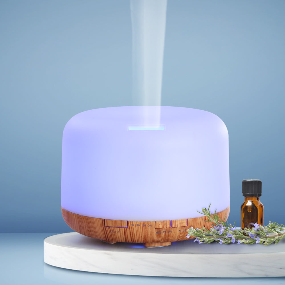 Aromatherapy Diffuser Humidifier Wood - 7 Colour LED