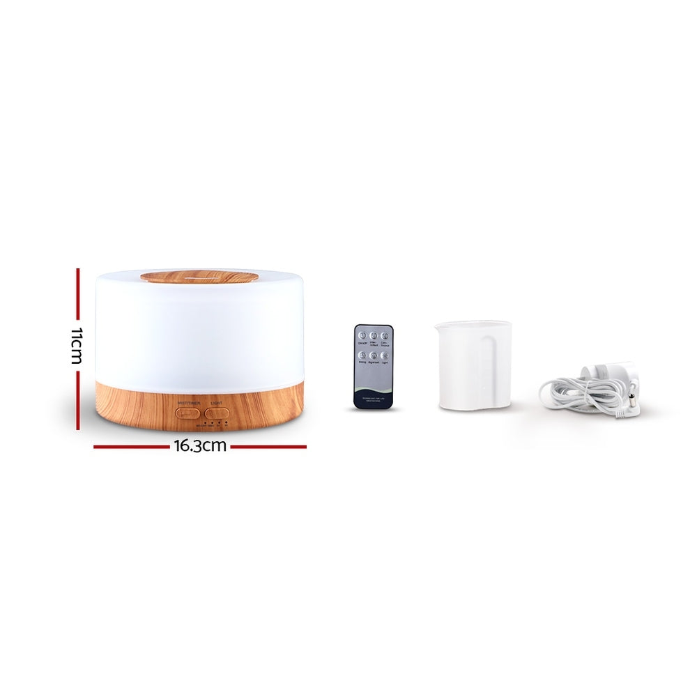 Aromatherapy Diffuser Humidifier Wood - 7 Colour LED
