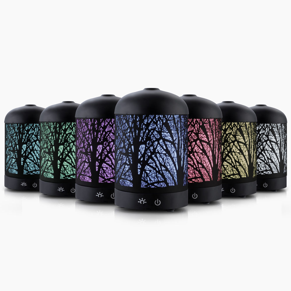 Aroma Diffuser Aromatherapy LED Night Light Black Forrest Pattern 160ml
