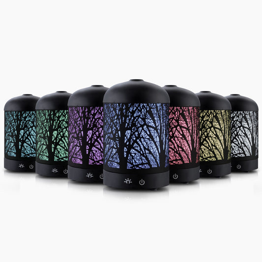 Aroma Diffuser Aromatherapy LED Night Light Black Forrest Pattern 160ml