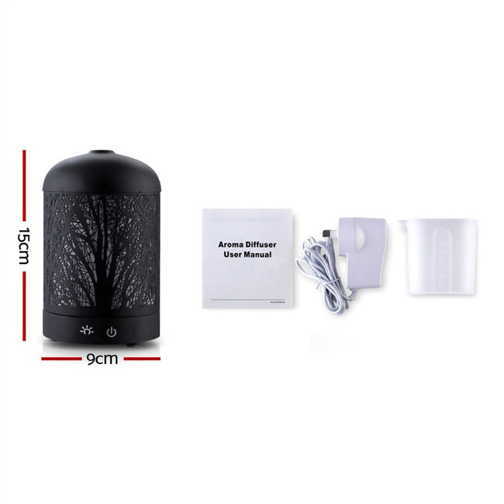 Aroma Diffuser Aromatherapy LED Night Light Black Forrest Pattern 160ml