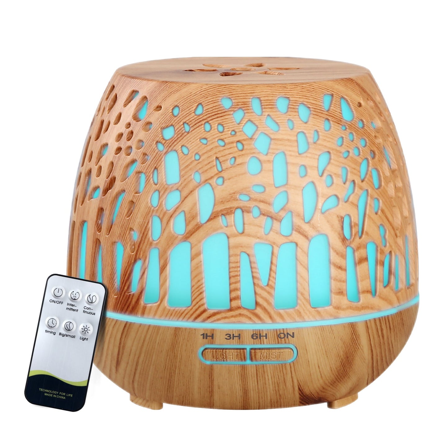 Aromatherapy Diffuser Humidifier Wood - 7 Colour LED