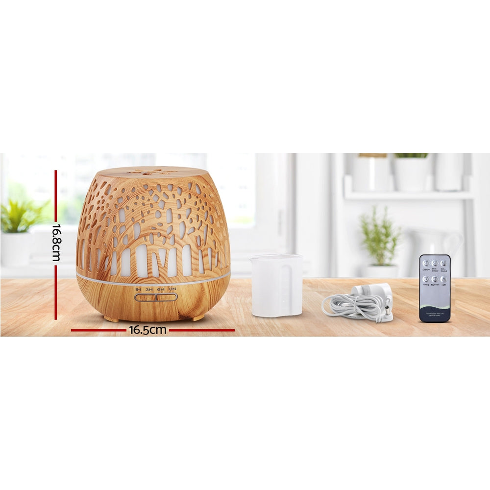 Aromatherapy Diffuser Humidifier Wood - 7 Colour LED
