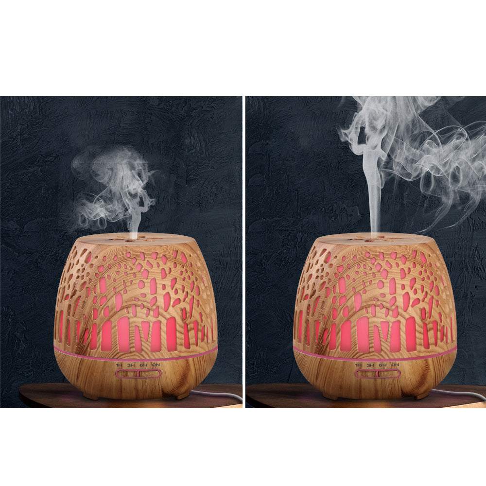 Aromatherapy Diffuser Humidifier Wood - 7 Colour LED