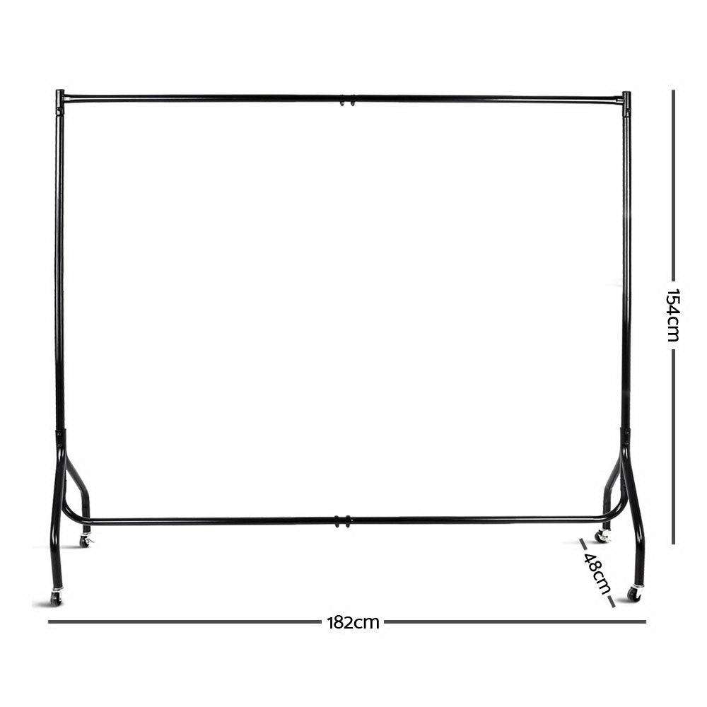 6FT Clothes Racks Metal Garment Display Rolling Rail Hanger Airer Stand Portable