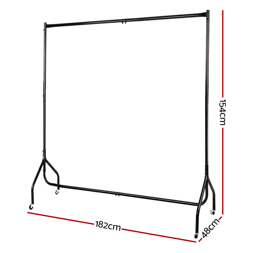 Metal Garment Rack Rail Hanger Set of 2 - Black