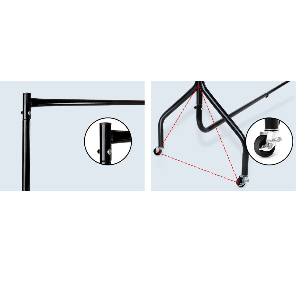 Metal Garment Rack Rail Hanger Set of 2 - Black