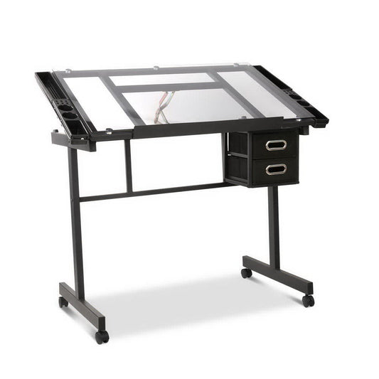 Adjustable Tempered Drawing Desk - Black Frame