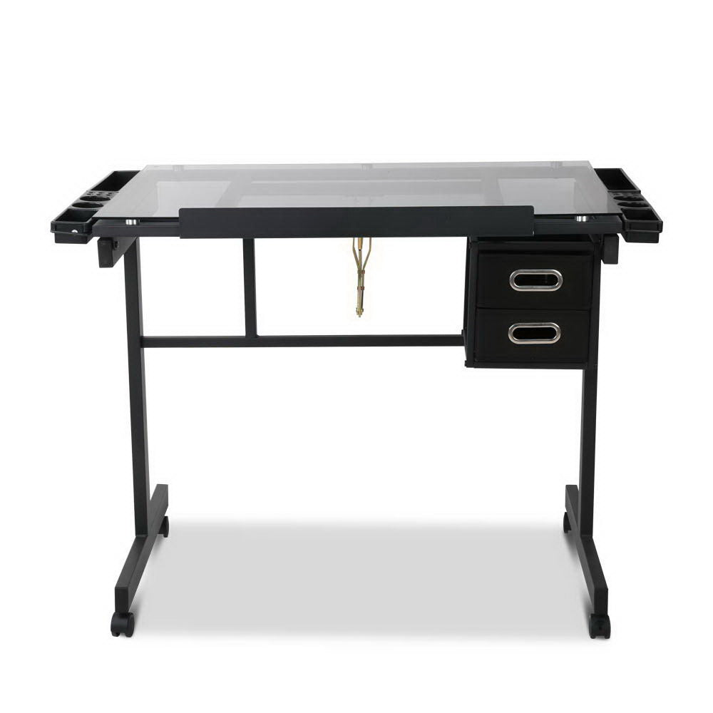 Adjustable Tempered Drawing Desk - Black Frame