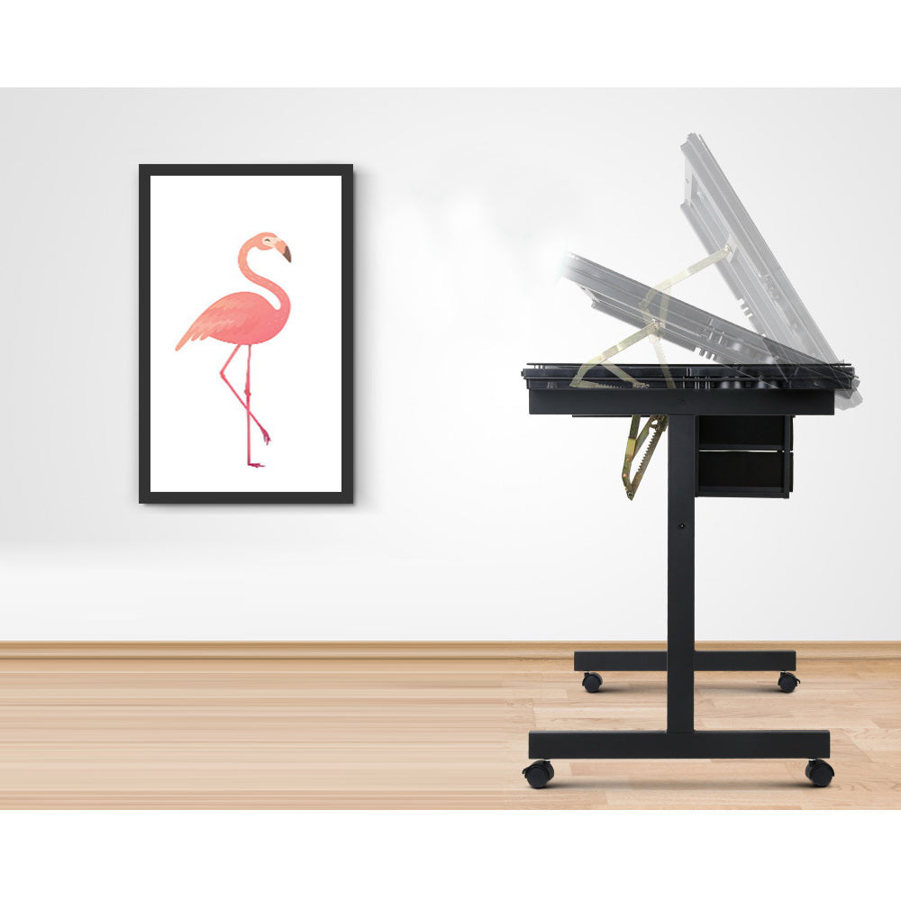 Adjustable Tempered Drawing Desk - Black Frame