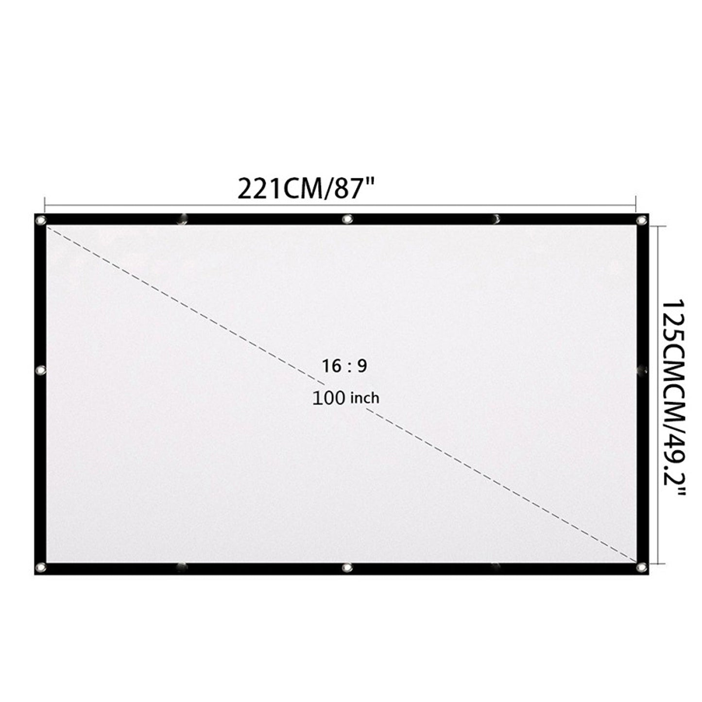 16:9 Foldable Projector Screen for Outdoor Movies and Home Cinema 3D Ready
