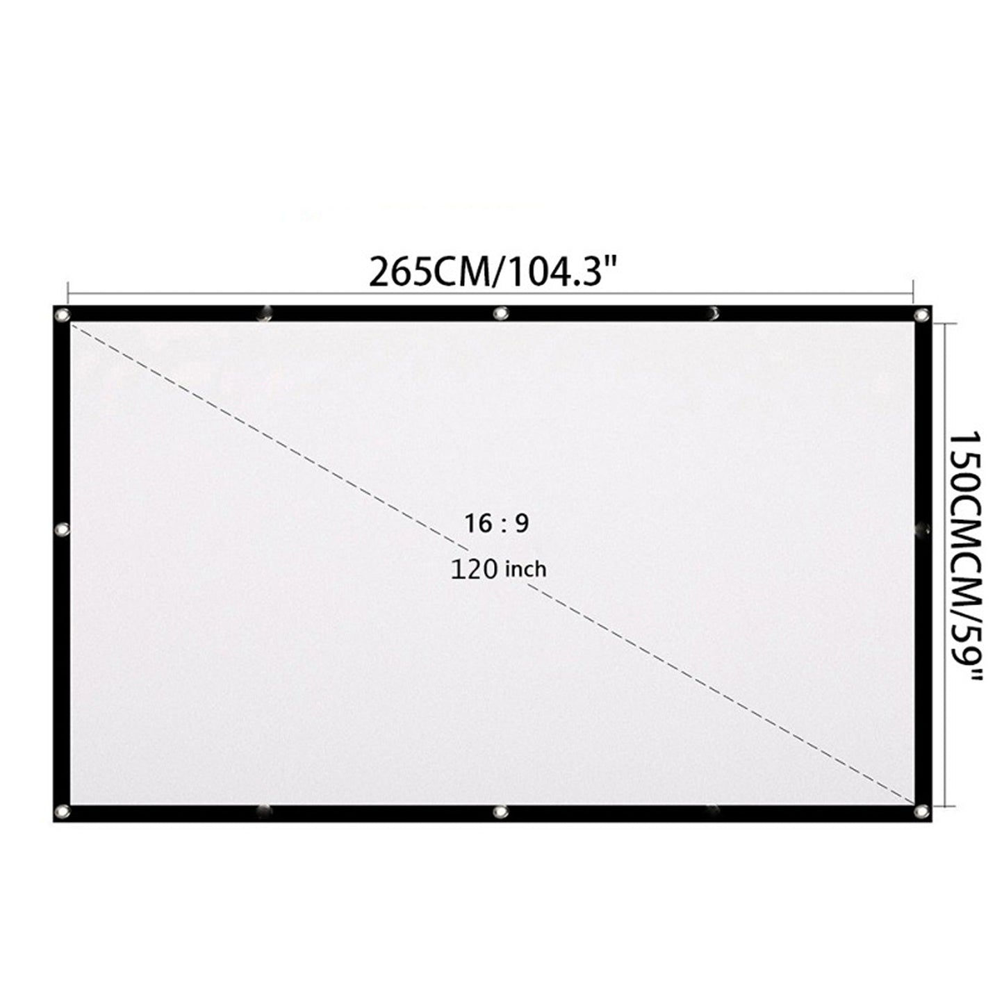 16:9 Foldable Projector Screen for Outdoor Movies and Home Cinema 3D Ready