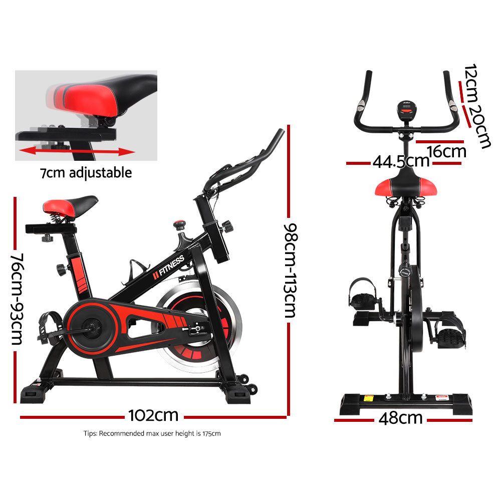 Spin Bike Exercise Bike Flywheel Fitness Workout Gym Holder - Max User Weight 120kg