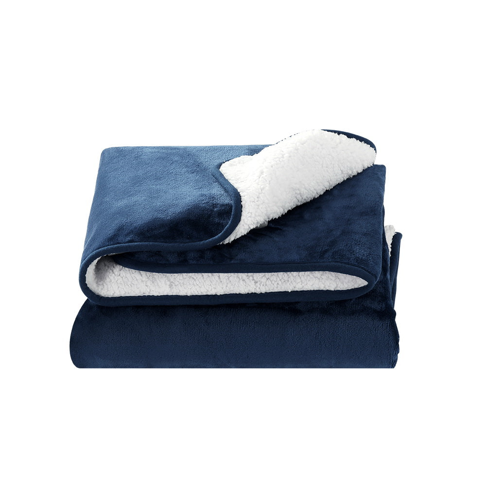 Electric Heated Blanket Flannel Washable Throw Rug - Navy