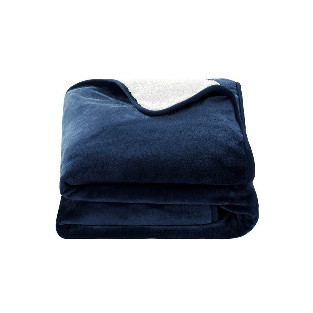Electric Heated Blanket Flannel Washable Throw Rug - Navy