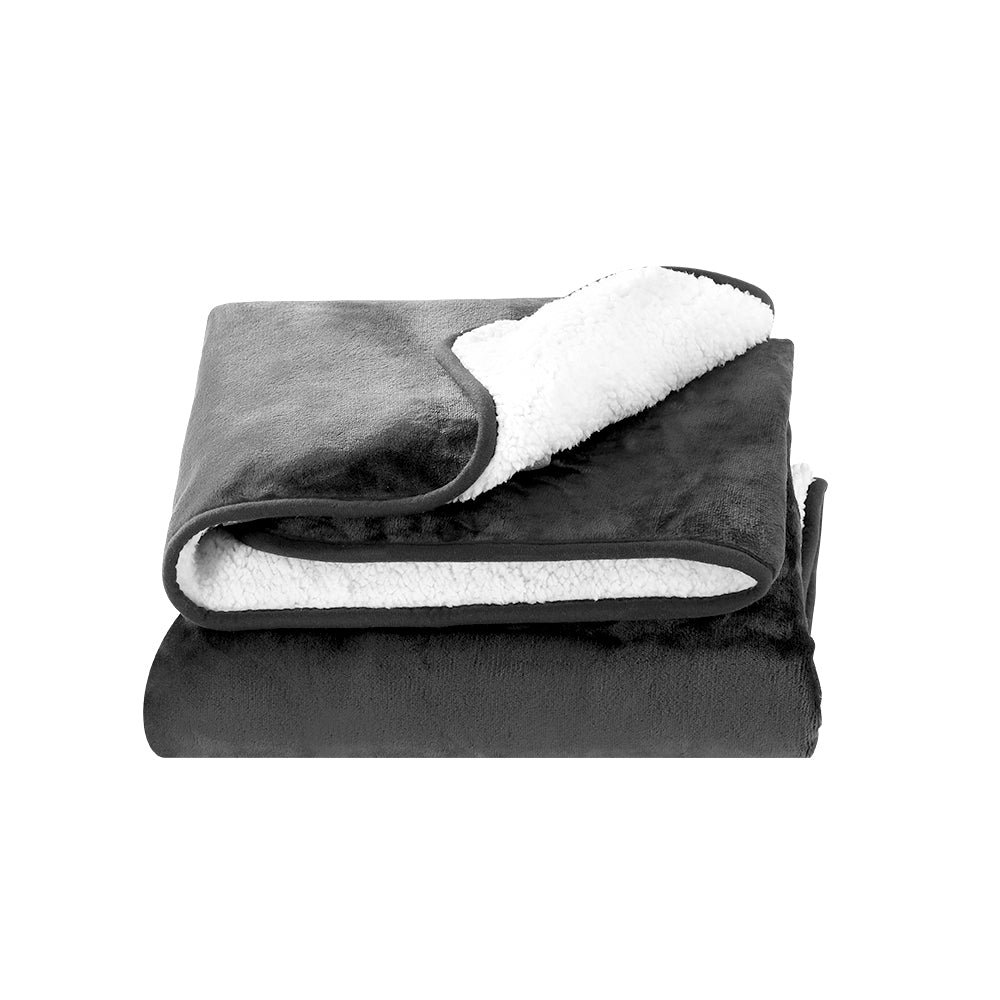 Electric Heated Blanket Flannel Washable Throw Rug - Grey