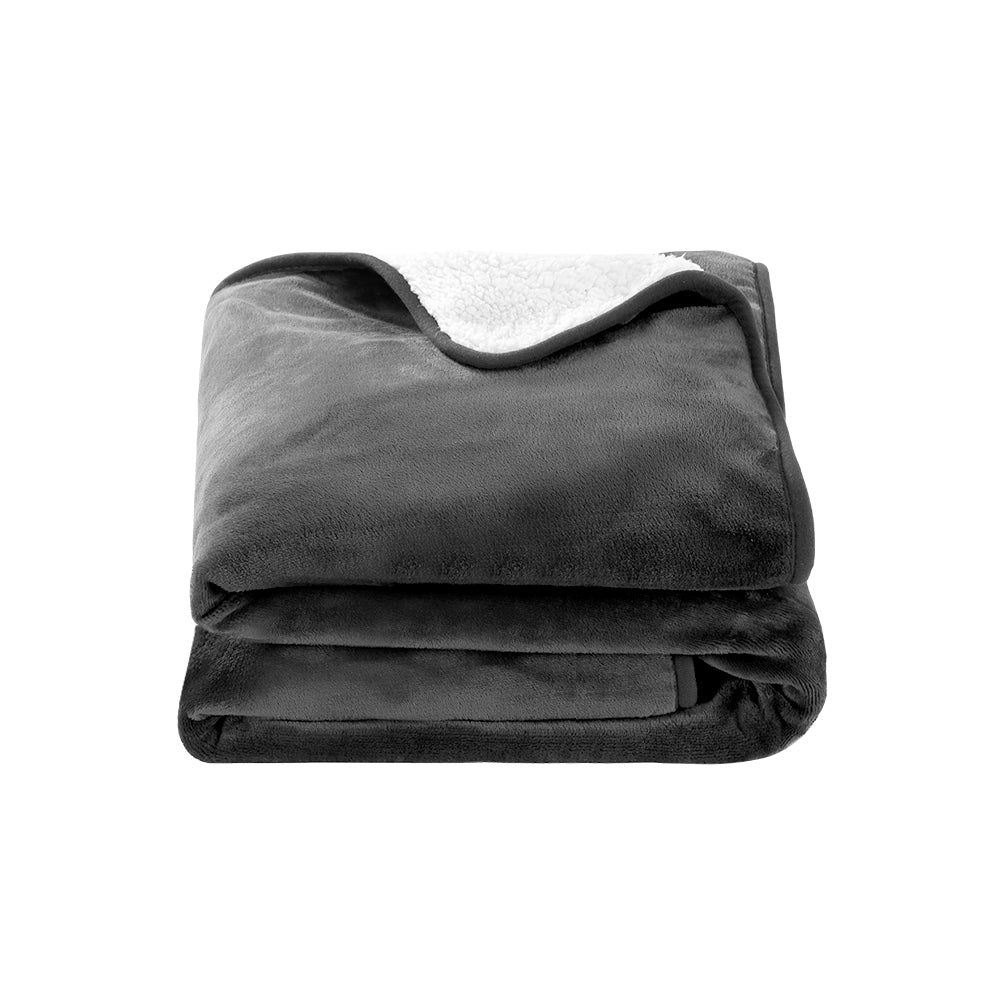 Electric Heated Blanket Flannel Washable Throw Rug - Grey