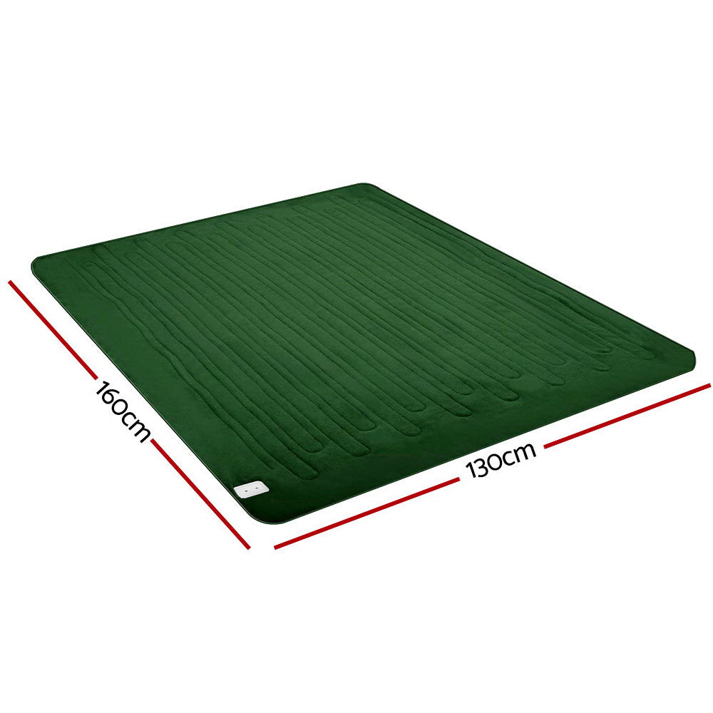 Electric Heated Blanket Flannel Washable Throw Rug - Winter Green