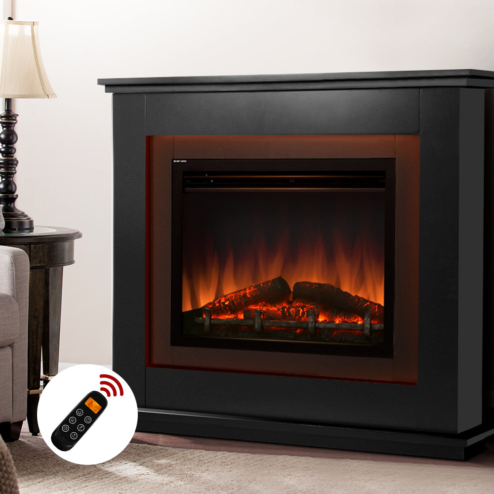 Portable Electric Fireplace Mantle - Black - 2000W