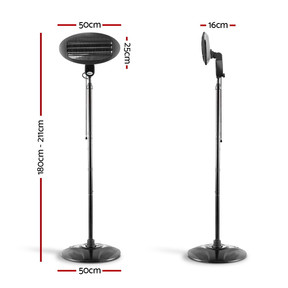 Portable Electric Patio Heater 2000W - Black