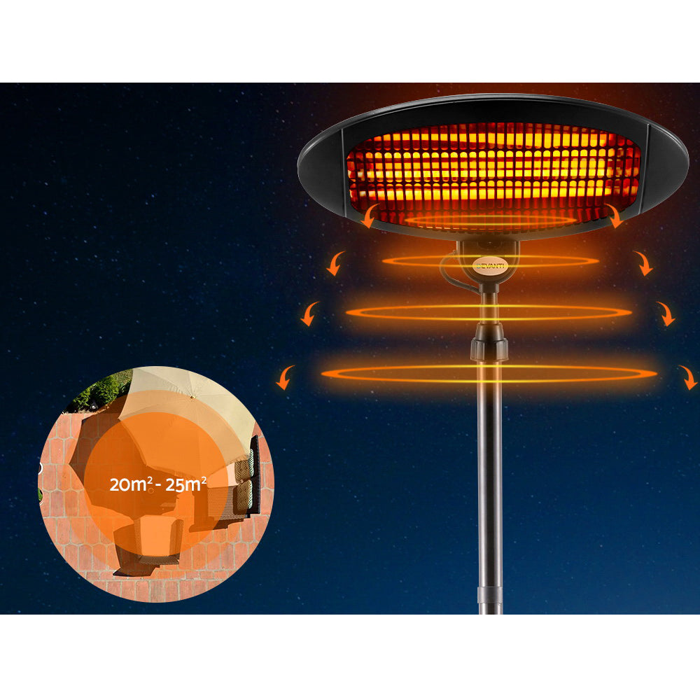 Portable Electric Patio Heater 2000W - Black