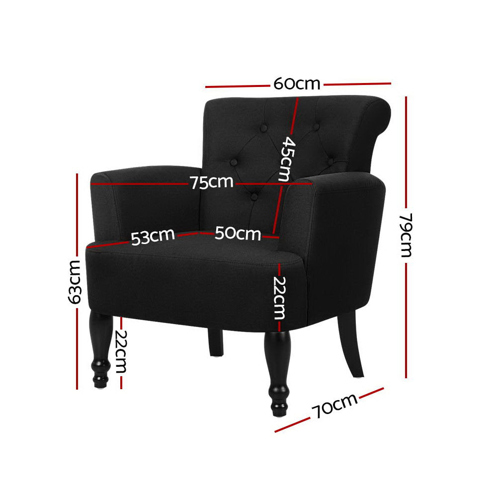 French Chair Retro Wing - Black