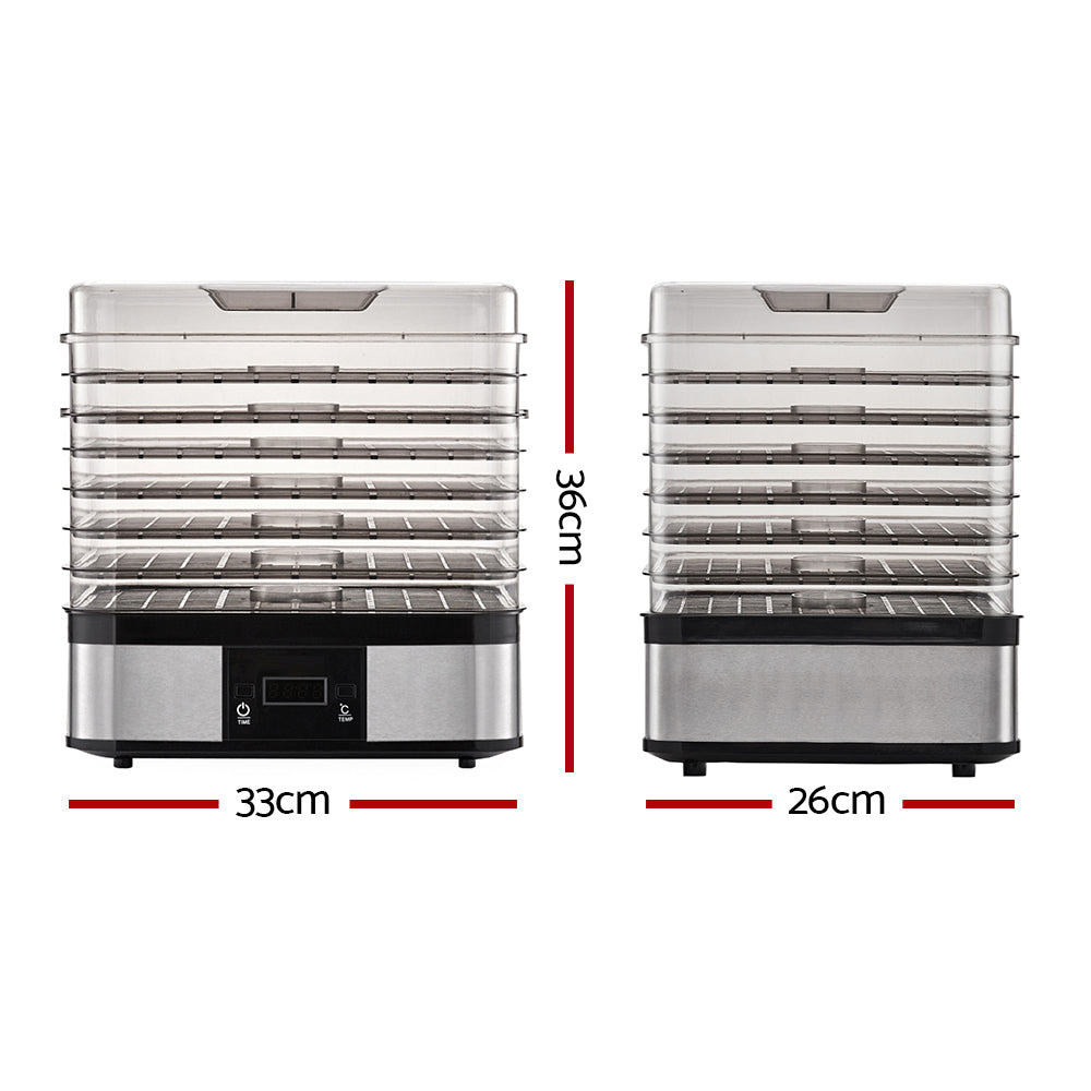7 Tray Stainless Steel Food Dehydrator - Silver
