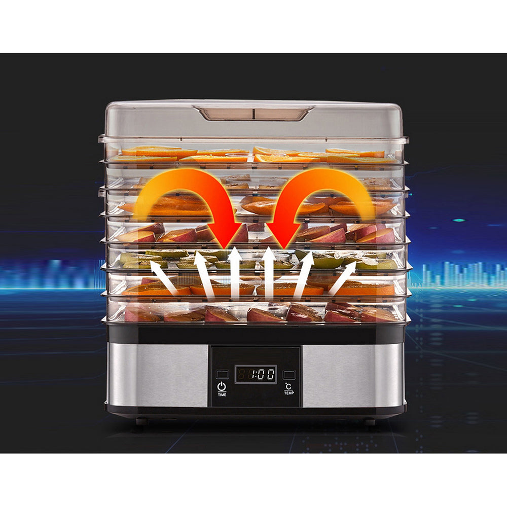 7 Tray Stainless Steel Food Dehydrator - Silver