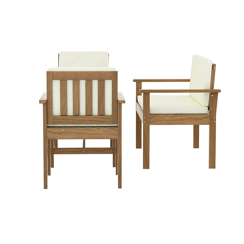 Outdoor Sofa Acacia Wood Table Chairs Lounge Set - 4 Seater