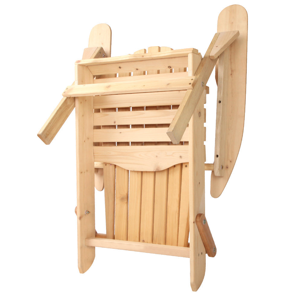 Outdoor Garden Patio Beach Chairs Wood Adirondack Lounge Set of 2 - Natural Wood