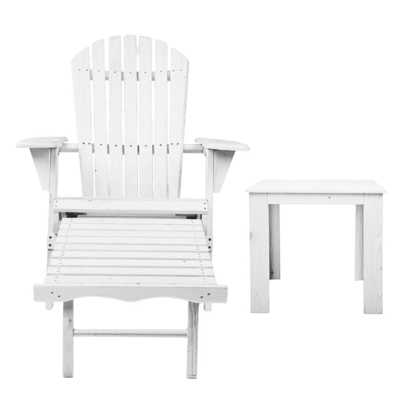 Outdoor Chair with Ottoman Set White - 3PCS
