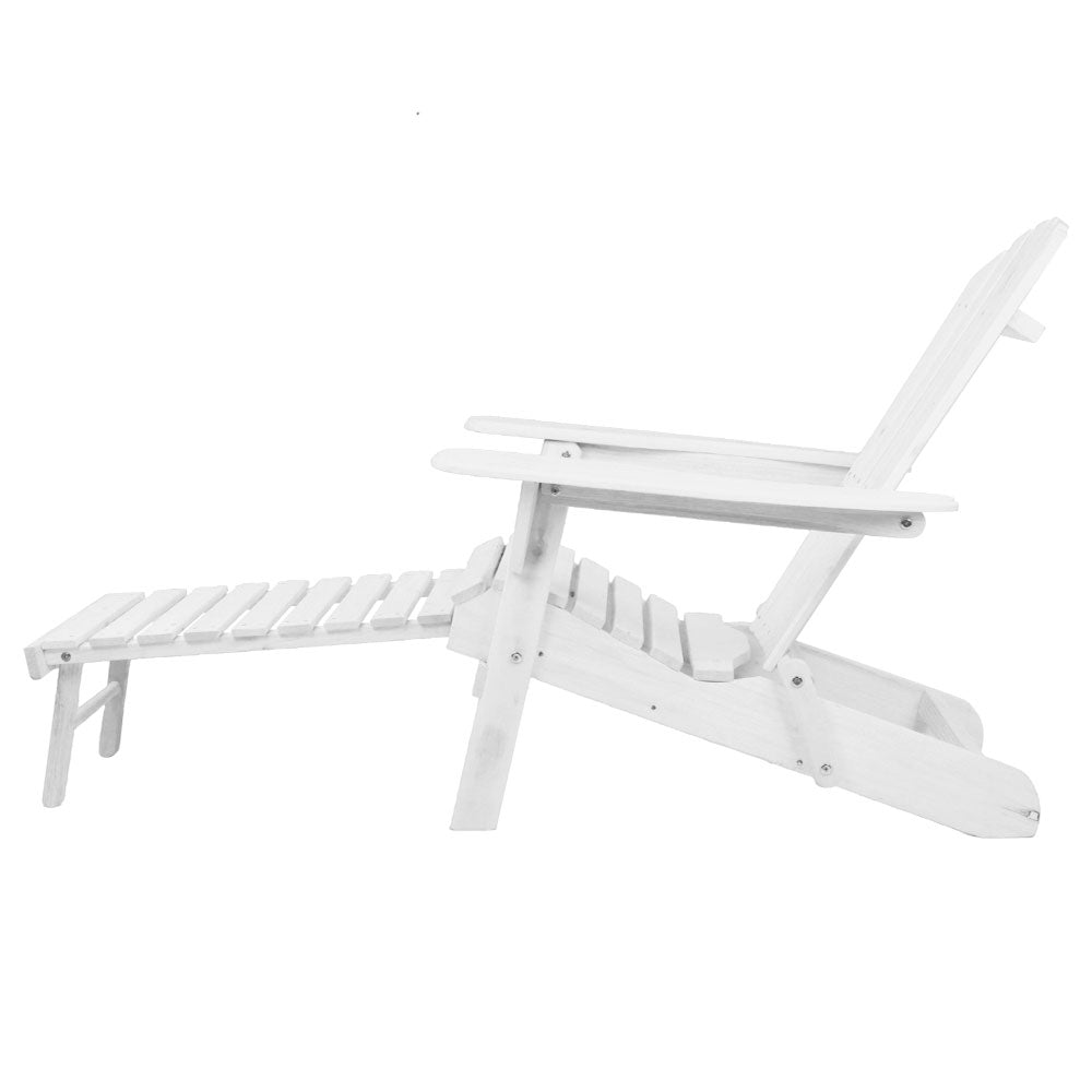 Outdoor Chair with Ottoman Set White - 3PCS
