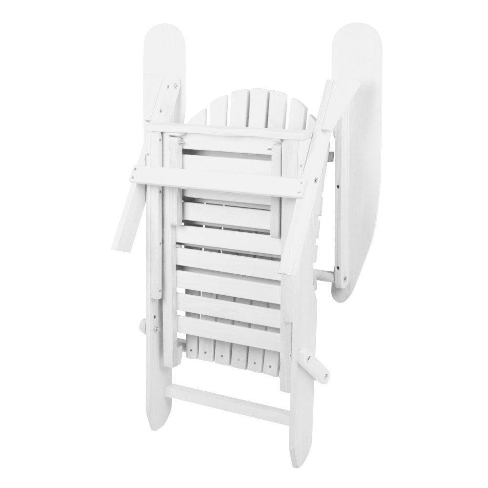 Outdoor Chair with Ottoman Set White - 3PCS