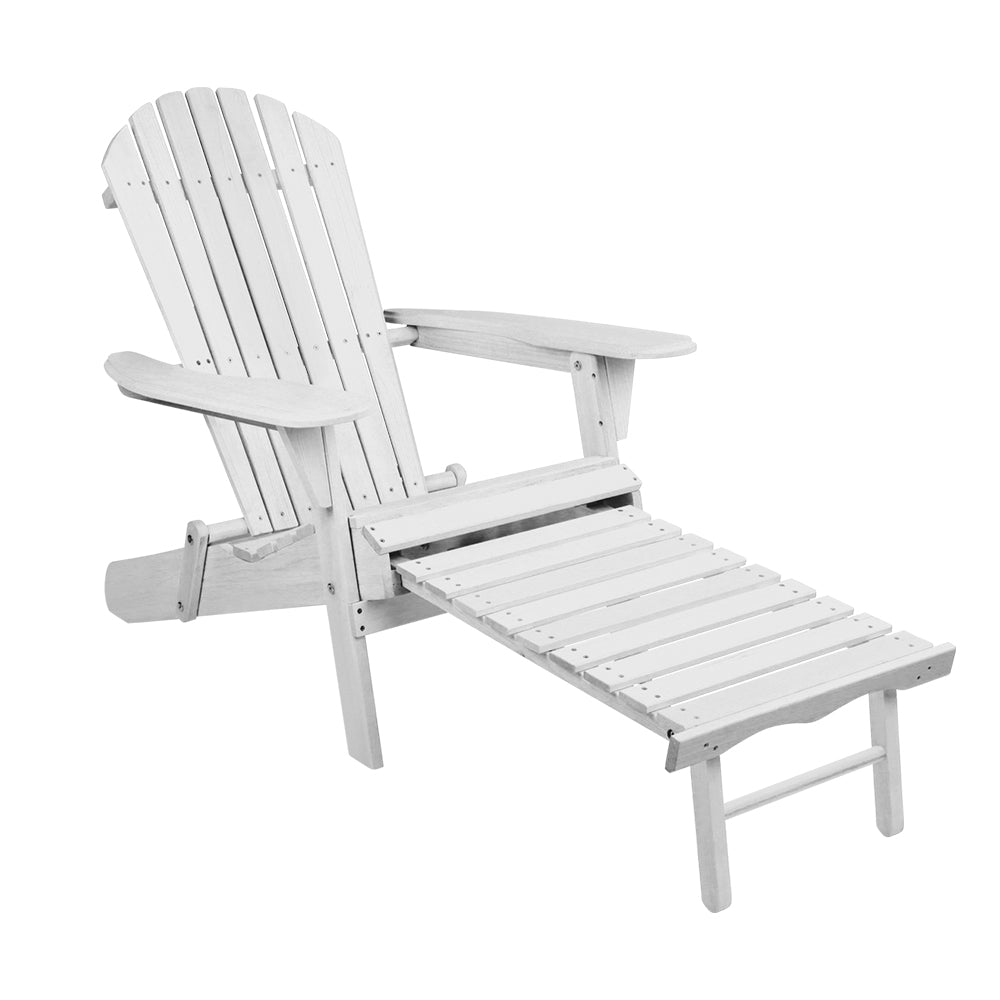 Outdoor Chairs Patio Furniture Beach Adirondack Lounge Set of 2 - White