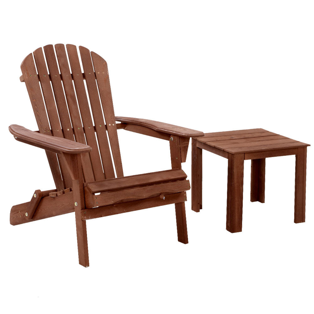 Outdoor Folding Beach Camping Chairs Table Set - Fir Wood