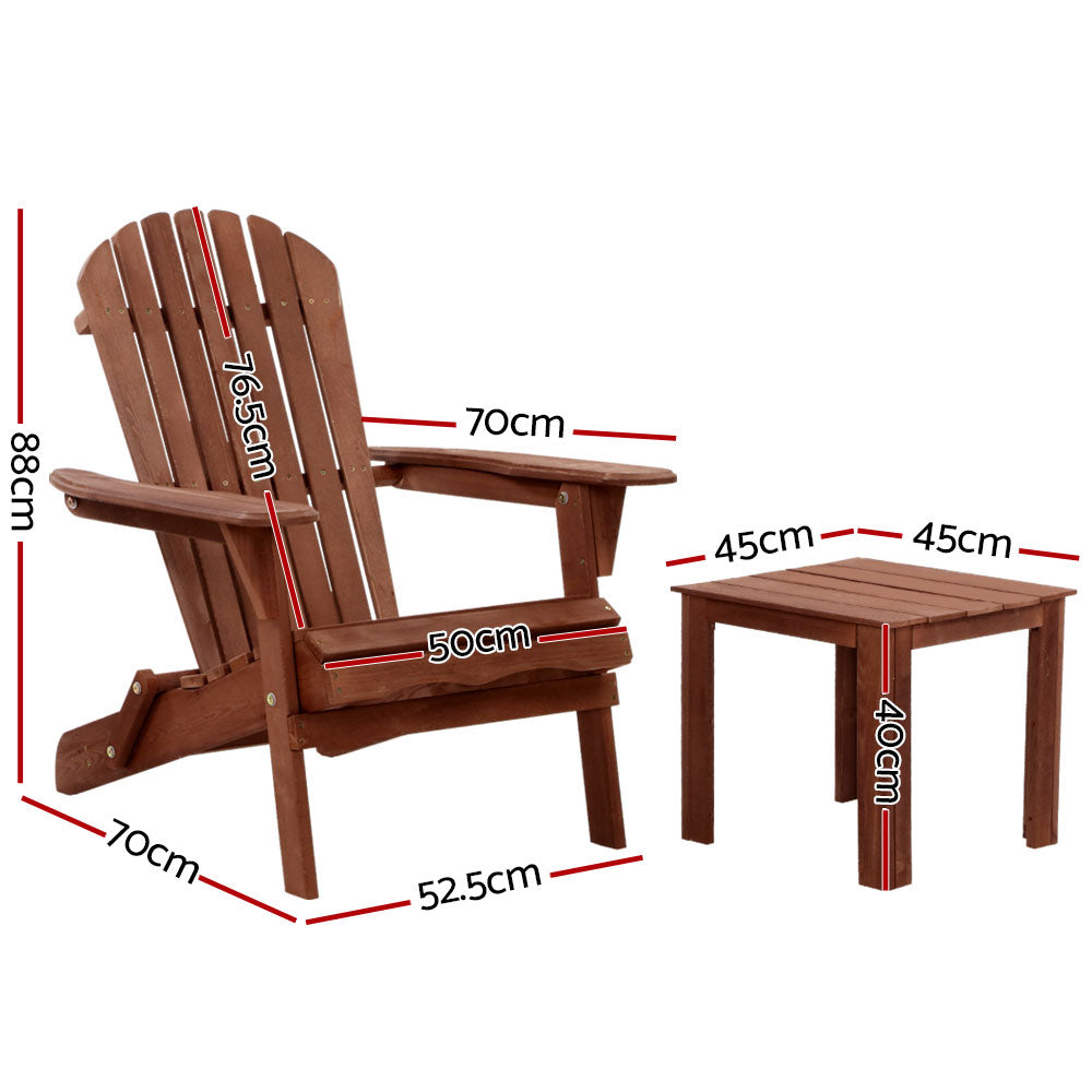 Outdoor Folding Beach Camping Chairs Table Set - Fir Wood