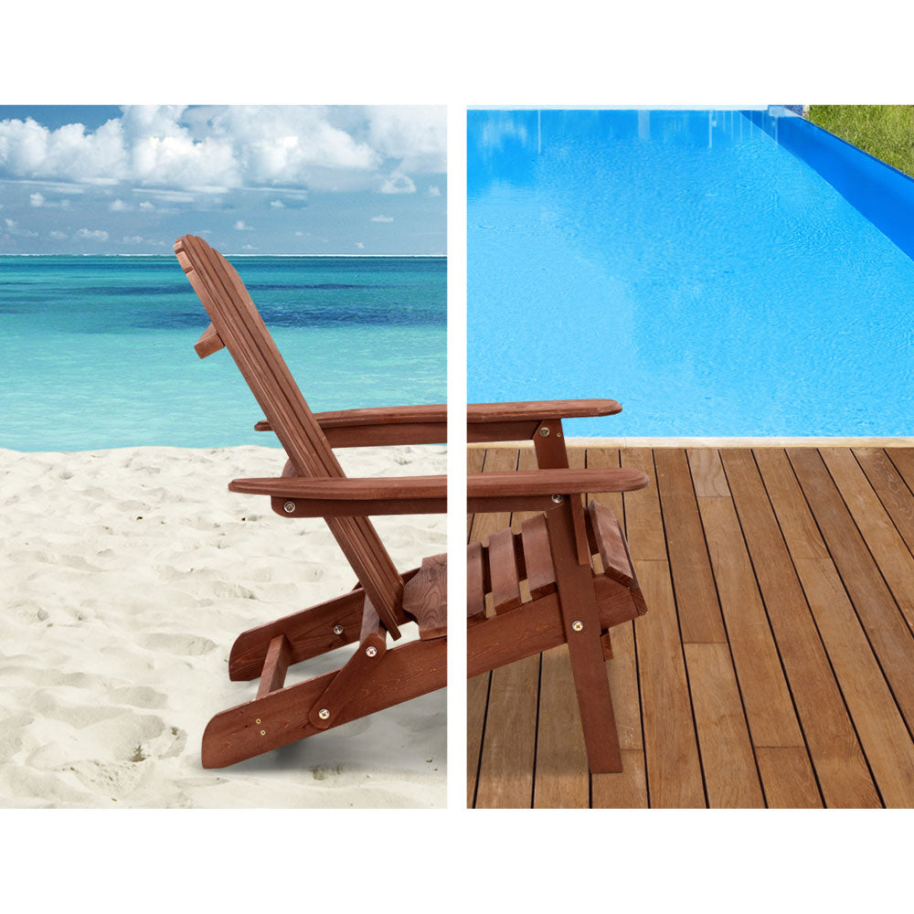 Outdoor Folding Beach Camping Chairs Table Set - Fir Wood