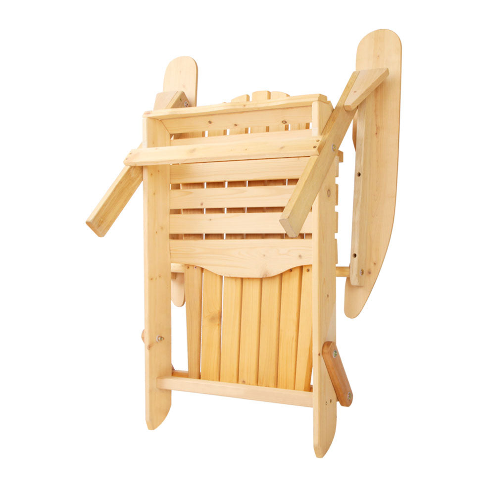 Wooden Outdoor Beach Chair and Table Set of 3 - Beige