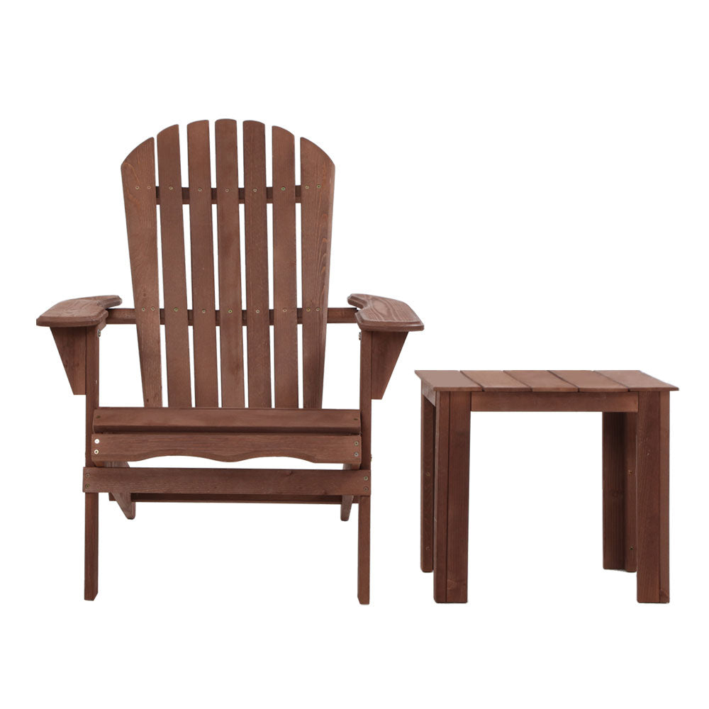 Outdoor Setting Beach Table Wood Set - 3 piece