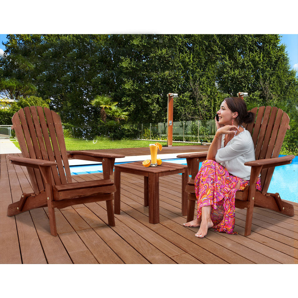Outdoor Setting Beach Table Wood Set - 3 piece