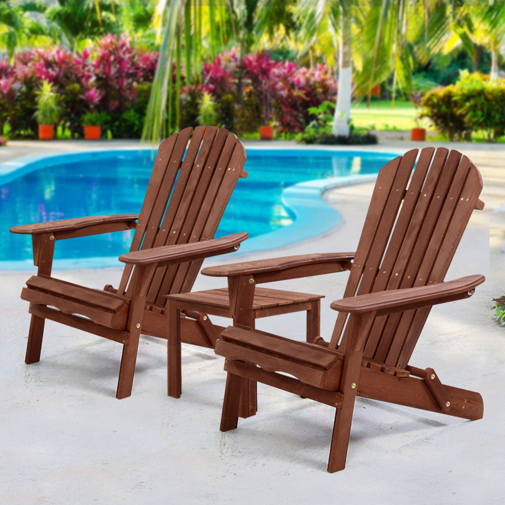 Outdoor Setting Beach Table Wood Set - 3 piece