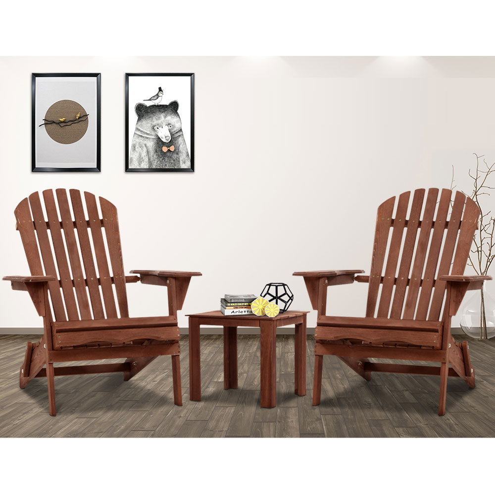 Outdoor Setting Beach Table Wood Set - 3 piece