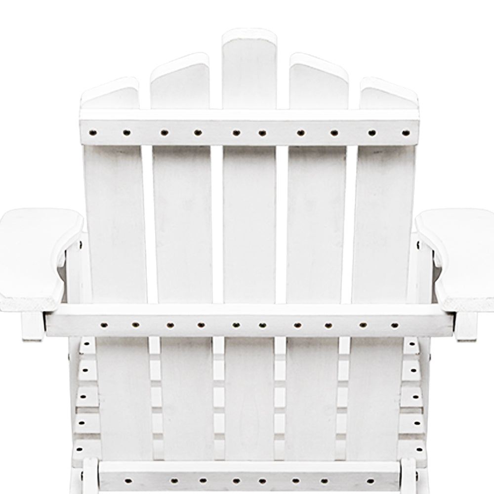 Outdoor Sun Lounge Beach Wooden Adirondack Patio Chair Table - White