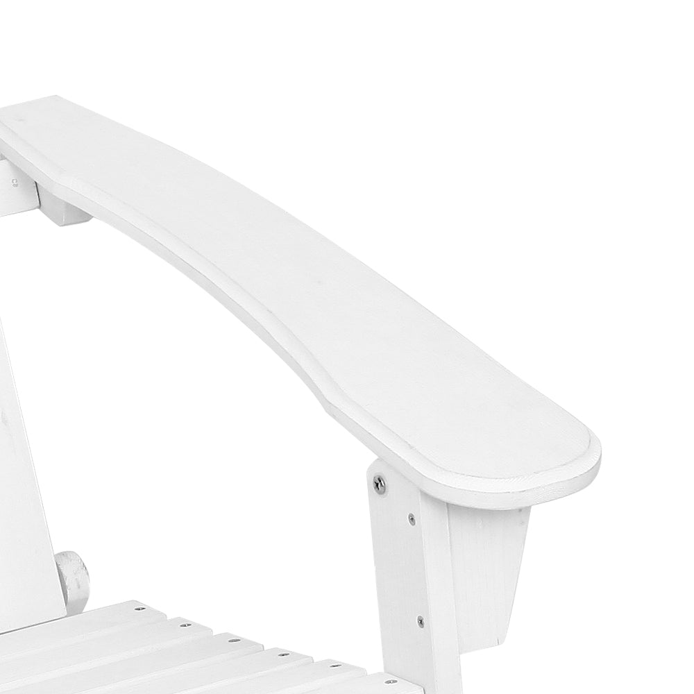 Outdoor Sun Lounge Beach Wooden Adirondack Patio Chair Table - White
