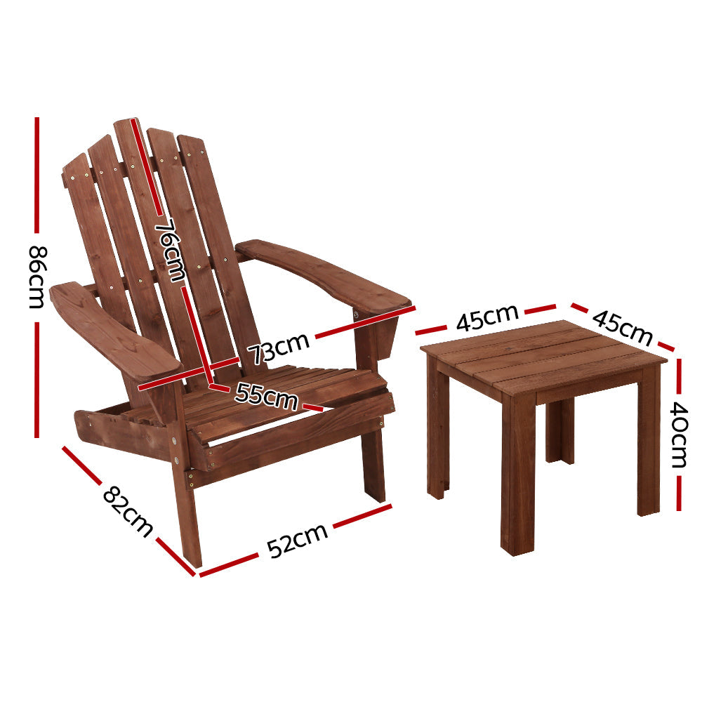 Wooden Outdoor Sun Lounge Set -Brown