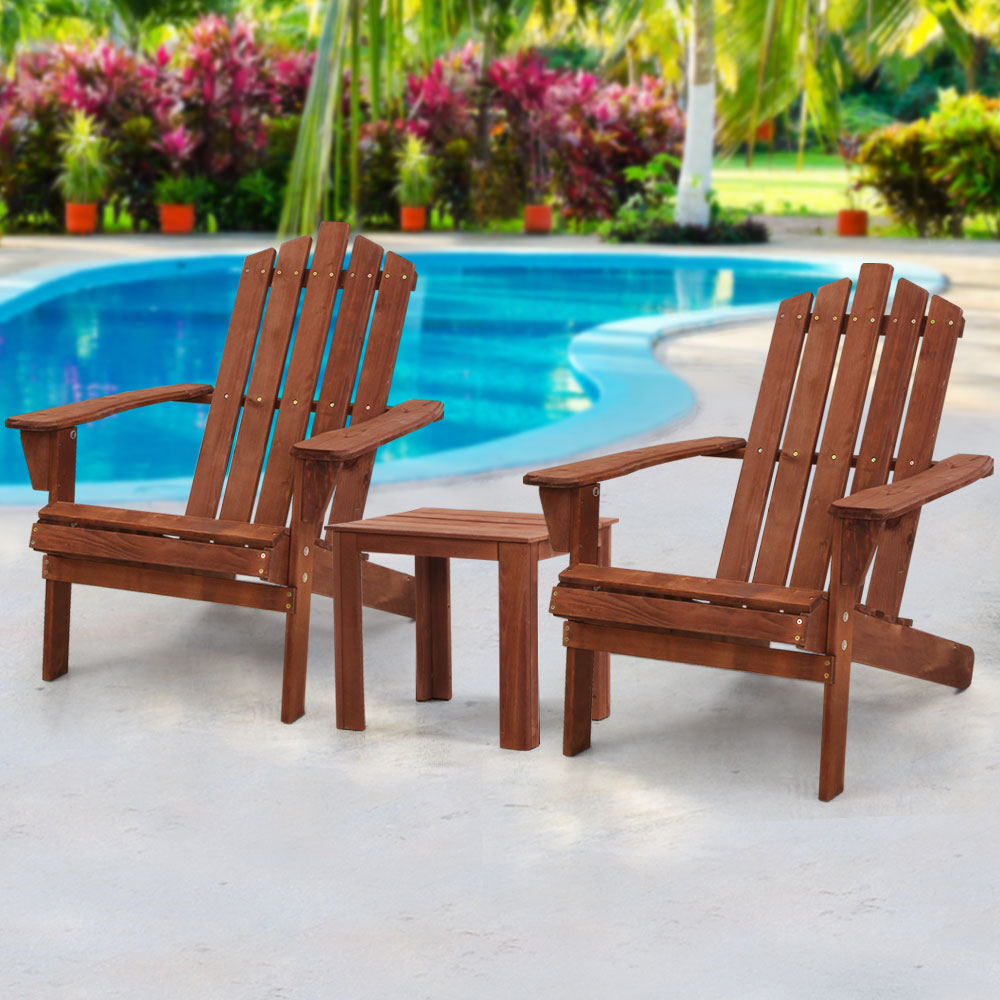 Wooden Outdoor Sun Lounge Set -Brown