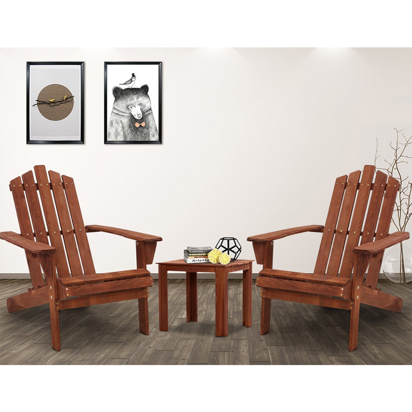 Wooden Outdoor Sun Lounge Set -Brown