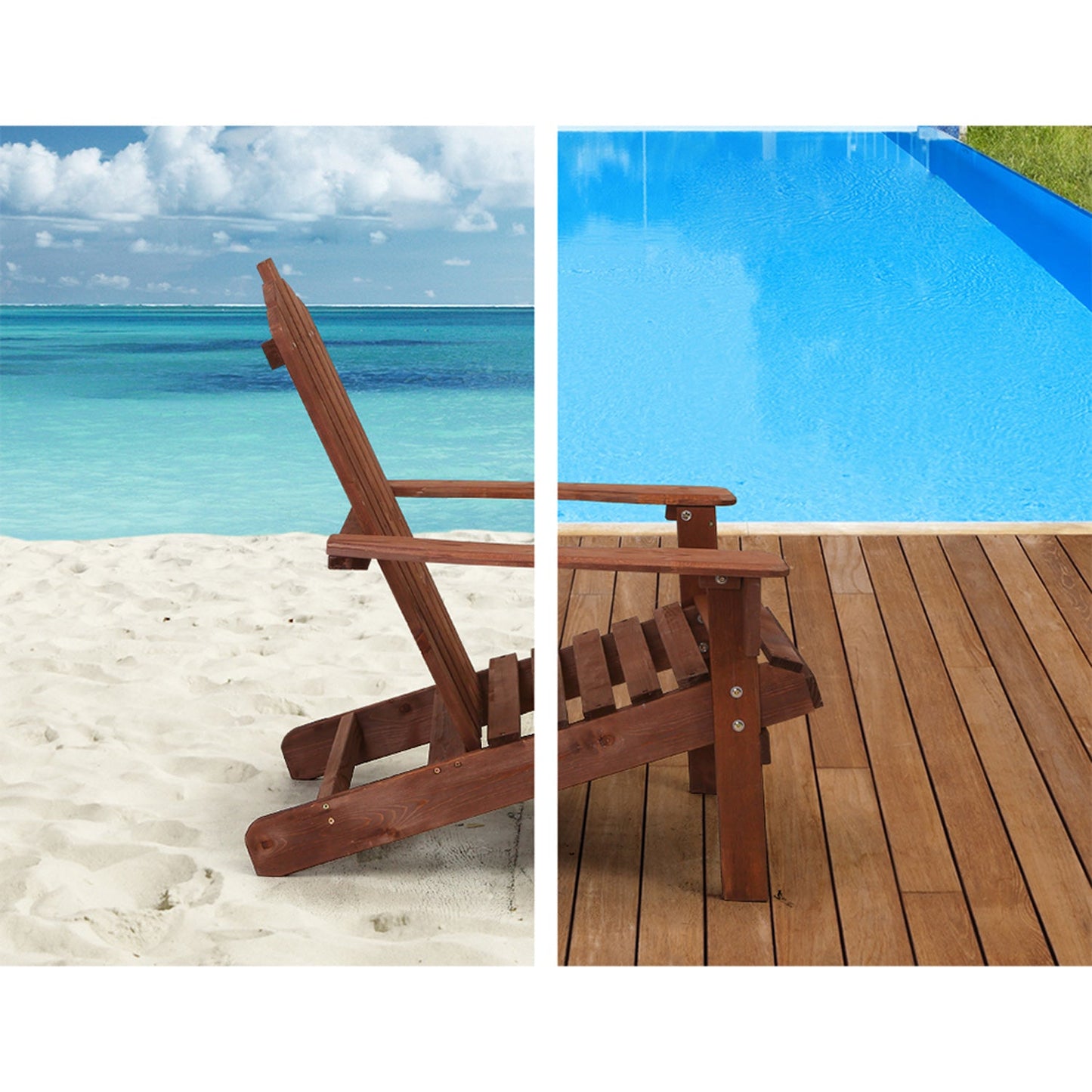 Wooden Outdoor Sun Lounge Set -Brown