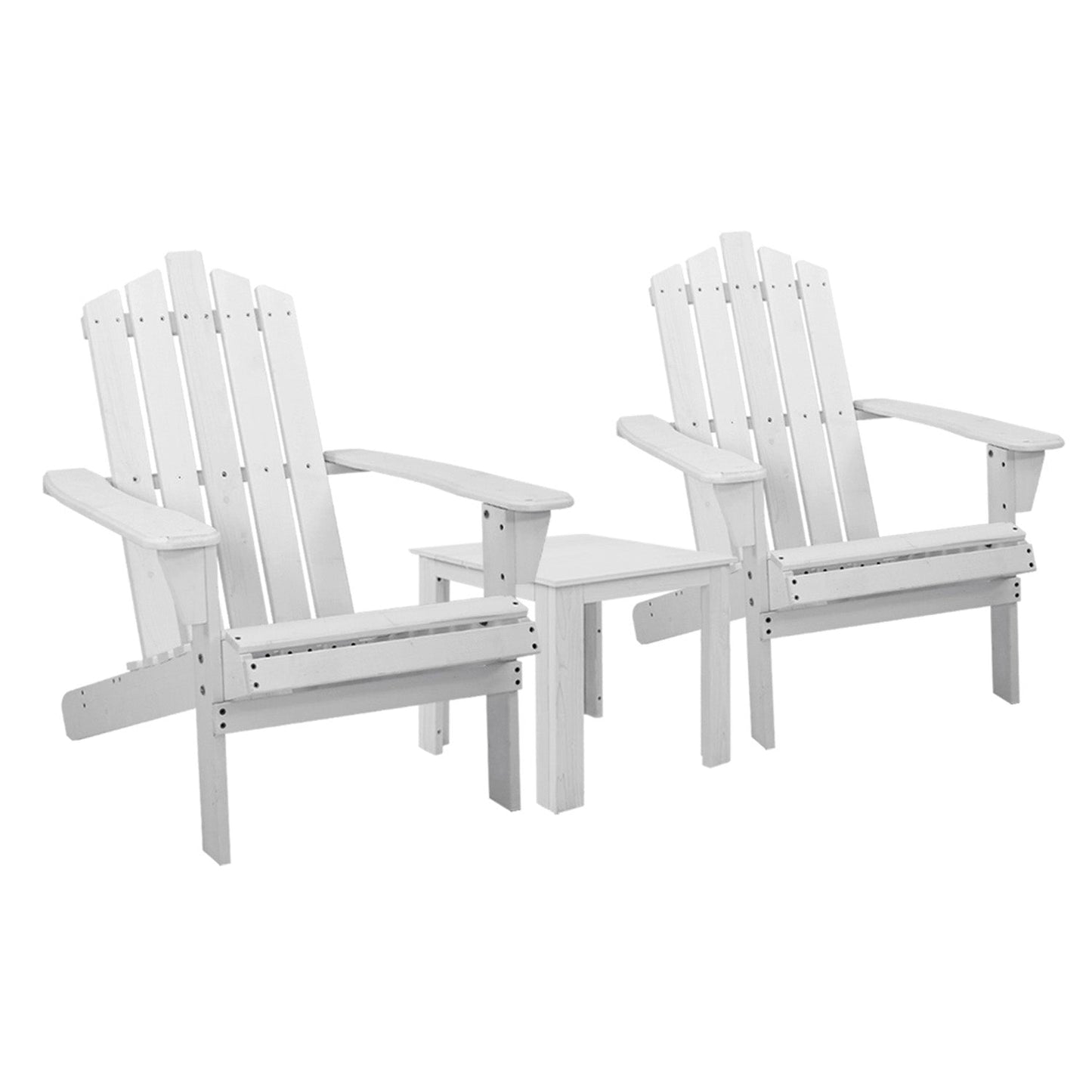 Outdoor Wooden Patio Table Set - White