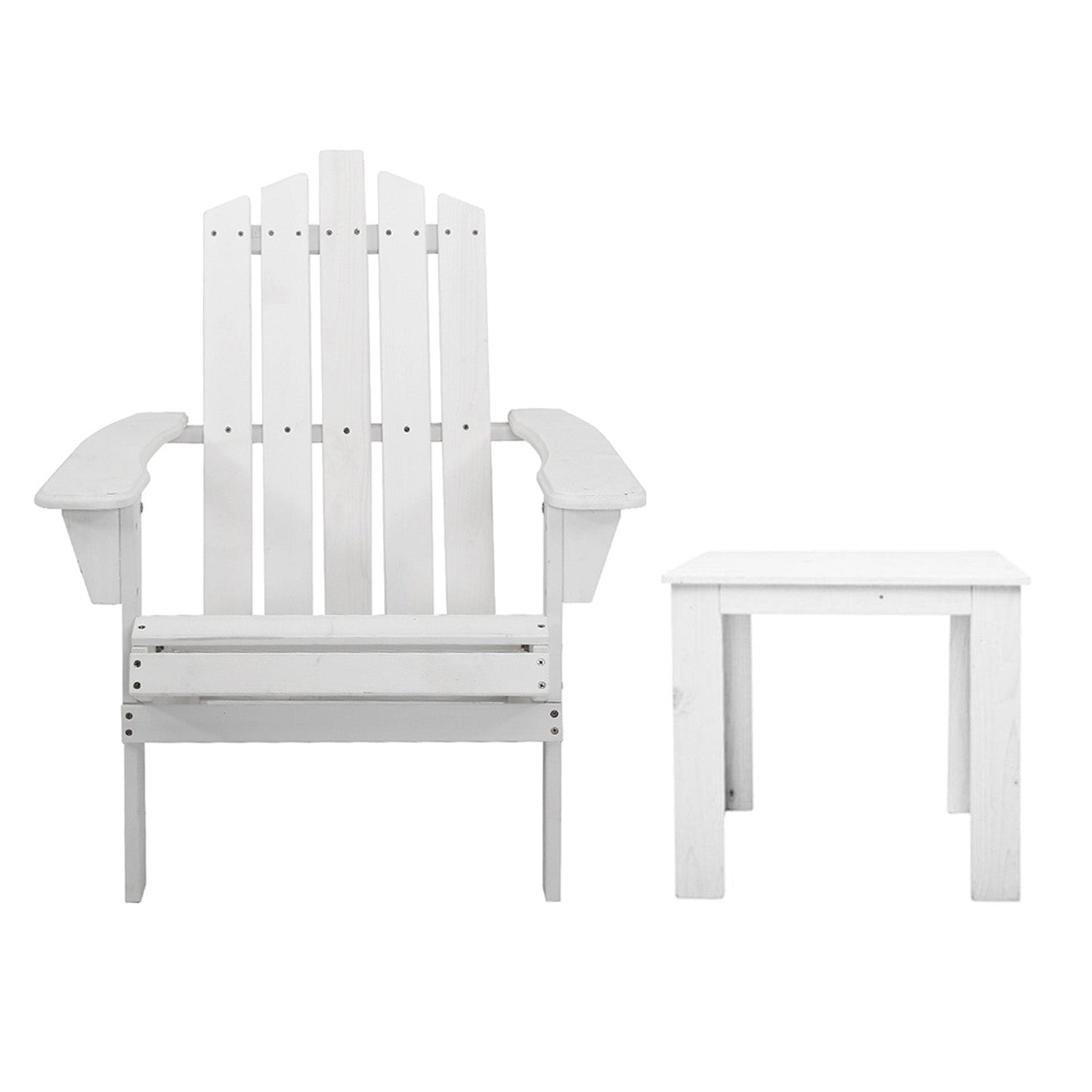 Outdoor Wooden Patio Table Set - White